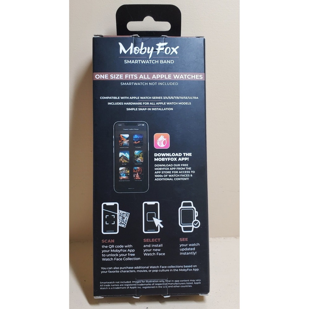 MobyFox Leather Apple Watch Band Brown (1 Size Fits All Apple Watches) BRAND NEW - Picture 2 of 6